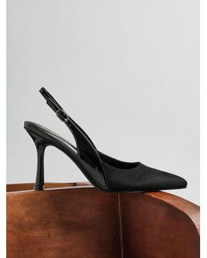 Linzi Wink Suede And Patent Mix Court Heels - Brown