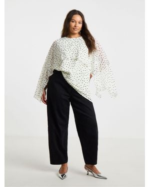 Simply Be Ivory Spot Cape Blouse - White