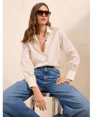 Friends Like These Satin Button Through Shirt - Blue