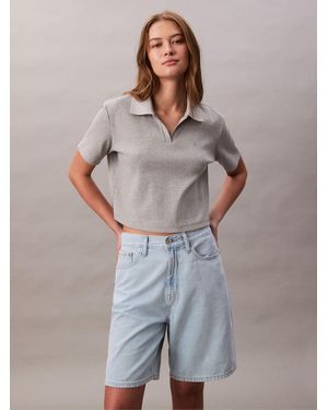 Calvin Klein Relaxed Linen Cotton Bermuda Shorts - Gray