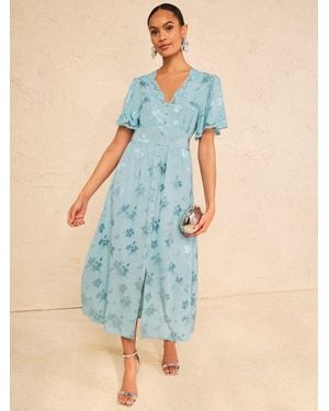 Love & Roses Lace Midaxi Tea Dress - Blue