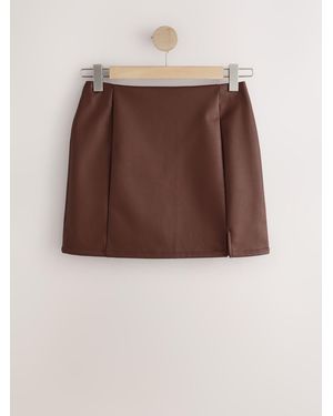 Next Chocolate Faux Leather Mini Skirt - Brown