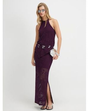 River Island Floral Crochet Maxi Skirt - Purple