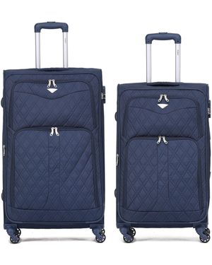 Flight Knight Medium Check-In & Small Carry-On Soft Case Travel Suitcases Set Of 2 - Blue