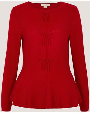 Monsoon Paula Bow Peplum Sweater - Red