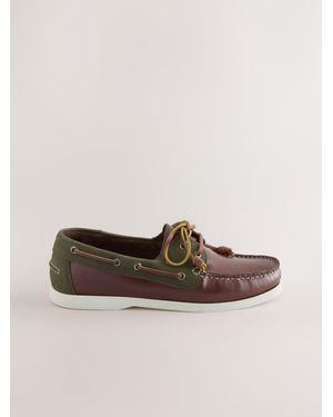 Next Signature Leather Boat Shoes - Brown