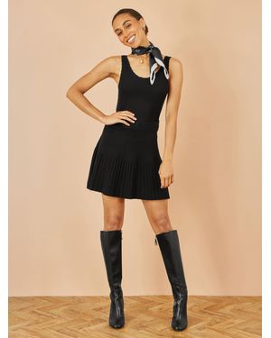 Yumi' Knitted Pleated Mini Skirt - Natural
