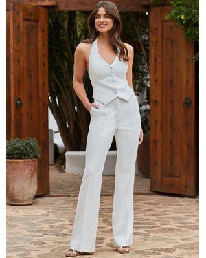 Sosandar Halter Neck Waistcoat Jumpsuit - Brown