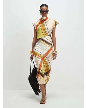 River Island Check Print Column Midi Dress - White
