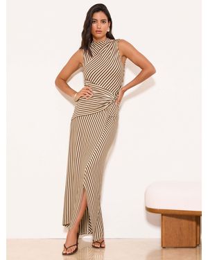 Lipsy Petite Gathered Waist Detail Jersey Sleeveless Midi Dress - Natural