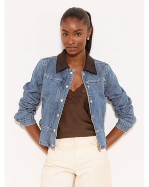 Lipsy Mid Wash Collared Barn Jacket - Blue
