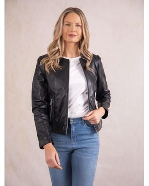 Lakeland Leather Crosby Collarless Leather Jacket - White