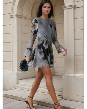 Religion Corinne Cute Mini Dress With Flute Sleeve - Gray