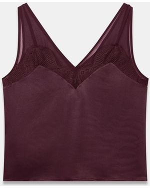 Mint Velvet Satin Lace Camisole - Purple