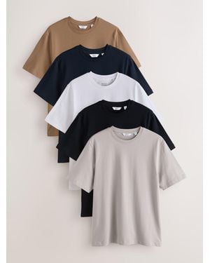 Next Stone/ Regular Fit Heavyweight T-Shirts 5 Pack - Blue