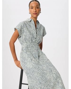 Whistles Flecked Animal Collared Dress - Grey