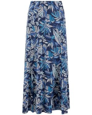 Weird Fish Ares Printed Jersey A-Line Maxi Skirt - Blue