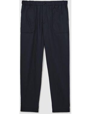 Reiss Snap Cotton-Blend Lightweight Tapered Pants - Blue