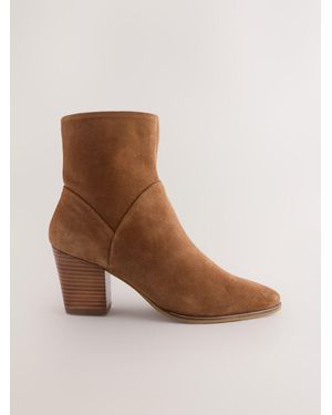 Next Western Block Heel Ankle Boots - Brown