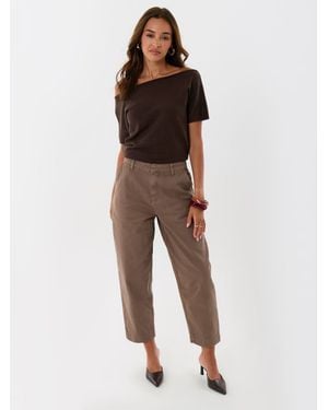 Threadbare Petite Barrel Leg Jeans - Brown