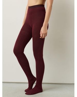 Next Warm Handle Knitted Cable Tights 1 Pack - Purple