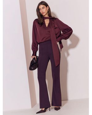 Lipsy Chocolate High Waisted Bootleg Jersey Pants - Purple