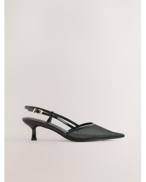 Next Forever Comfort Pointed Mesh Slingback Heels - Natural