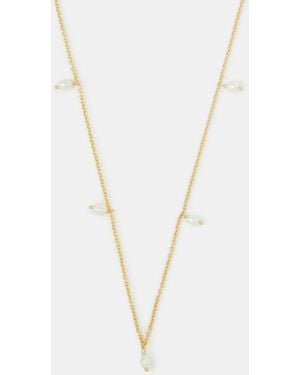 Accessorize 14Ct-Plated Pearl Station Necklace - White