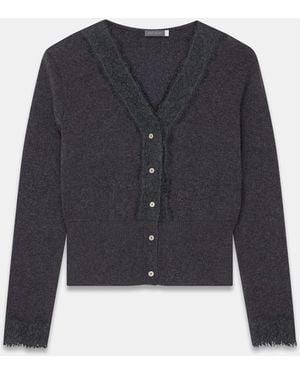 Mint Velvet Lace Trim Cardigan - Blue