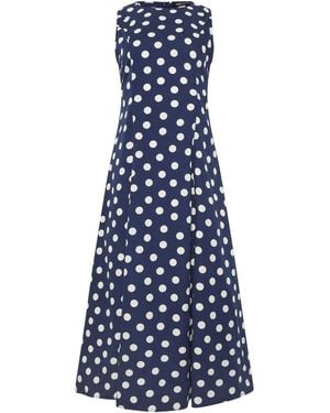 M Com Spot Print Fit & Flare Dress - Blue