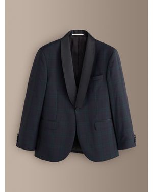 Next Signature Tailored Fit Marzotto Shawl Tartan Tuxedo Suit Jacket - Blue