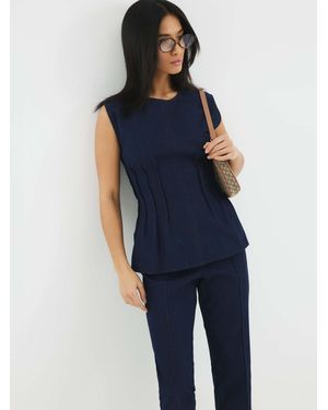 River Island Petite Pintuck Denim Top - Blue