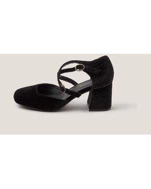 Monsoon Gia Velvet Mary Jane Heels - Black