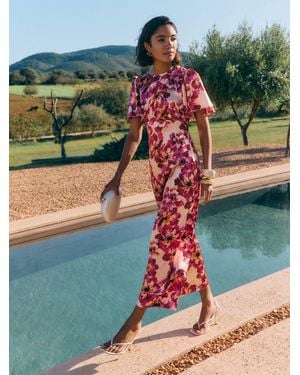 Friends Like These Petite Ruffle Short Sleeve Floral Midi Dress - Green