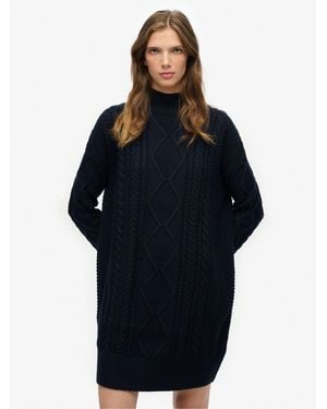 Superdry Slouchy Cable Knit Dress - Blue