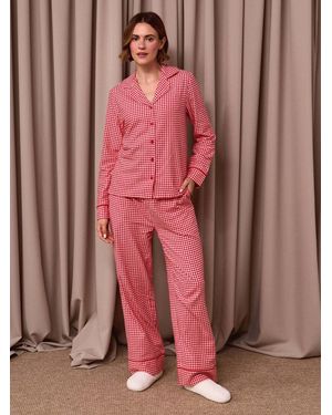 Threadbare Cotton Button Down Pajamas Set - Pink