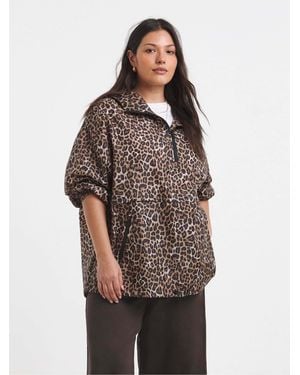 Simply Be Simply Be Leopard Print Overhead Rain Jacket - Brown