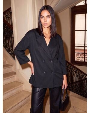 Roman Relaxed Textured Blazer - Black