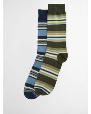 Barbour Summer Stripe Socks 2 Pack - Green