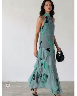 Religion Taylor Maxi Dress With Full Ruffle Skirt - Green