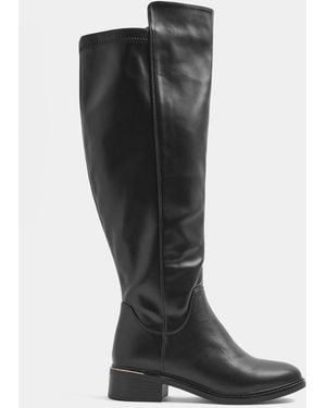 Yours Curve Stretch Knee High Boots - Black