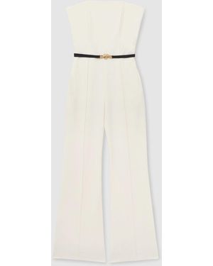 Reiss Strapless Belted Wide-Leg Jumpsuit - White
