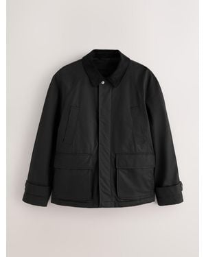Next Cotton Jacket With Cord Collar - Black