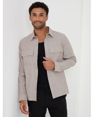 Threadbare Linen Blend Lightweight Shacket - Natural