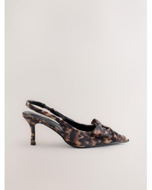 Next Forever Comfort Point Toe Bow Slingback Heels - Natural