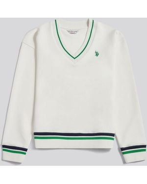 U.S. POLO ASSN. U. S. Polo Assn U. S. Polo Assn Tipped V-Neck Sweatshirt - Metallic