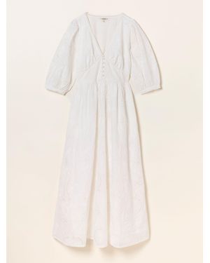 FatFace Flo Broderie Midi Dress - Natural