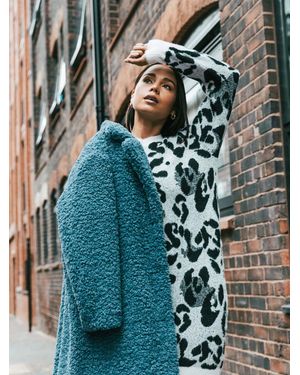 Roman Animal Print Knitted Dress - Blue