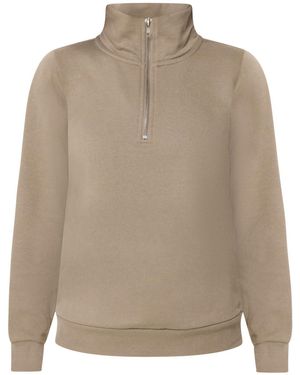 M Com Mocha Petite Half Placket Sweatshirt - Natural