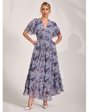 Jolie Moi Chiffon Ruffle Hem Midaxi Dress - Purple